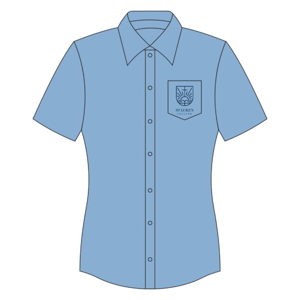 Collared button-up short sleeve blouse